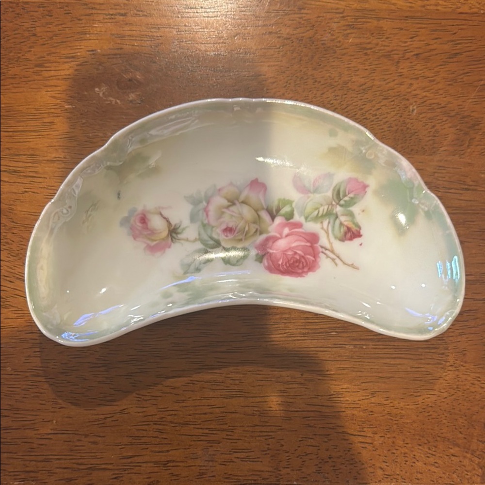 Dish Porcelain Trinket Dish Floral
